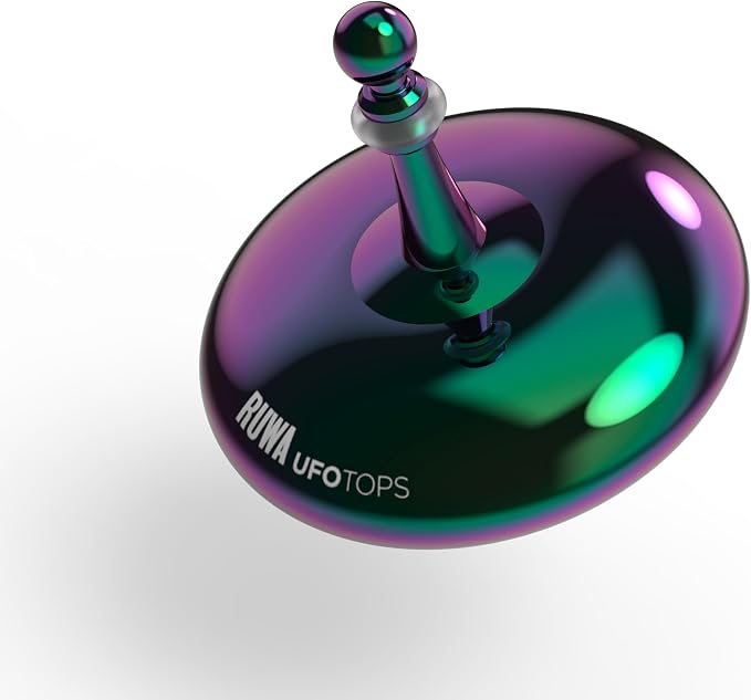 UFO Tops Ruwa - Metal Spinning Fidget Toy Top - Inspired by The 1994 USS Ruwa, Zimbabwe UFO Incident - Psychedelic Stainless Steel