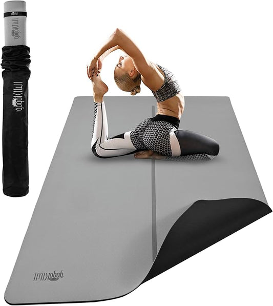 Gogokiwi Large Yoga Mat (6'x4') – 1/4" & 1/2" Thick Exercise Mats for Home Workout, Extra Wide Workout Mats for Home Gym, Yoga, Pilates, Stretching, Floor & More