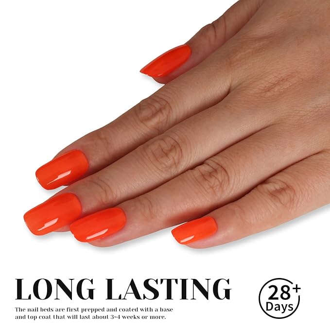 Neon Orange Red Gel Polish,15ml UV Lamp Soak Off Bright Orange Gel Nail Polish for Manicure Salon or DIY Nail Art at Home,Spring Summer Colors - GP0084