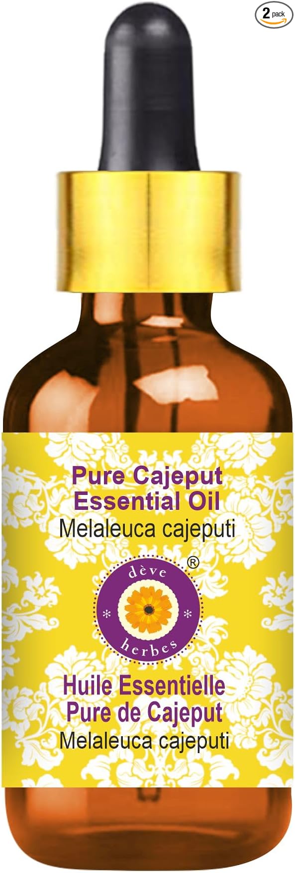Deve Herbes Pure Cajeput Essential Oil (Melaleuca cajeputi) with Glass Dropper Steam Distilled 100ml (3.38 oz)