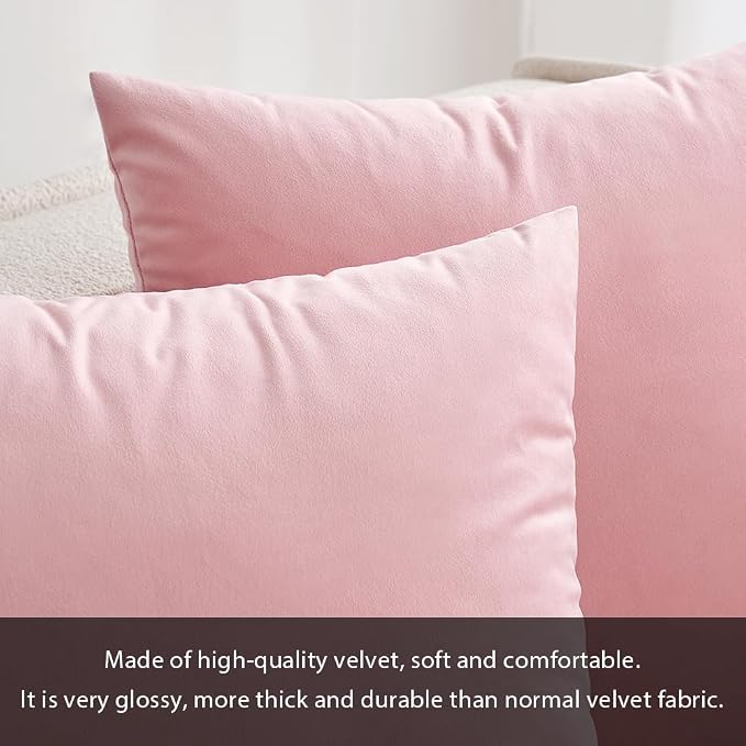 MIULEE Velvet Throw Pillow Covers 20x20 Inch Pack of 2 Bright Pink | Soft Solid Decorative Pillow Covers, Modern Luxury Home Decor, for Couch Chair Sofa Bedroom Livingroom