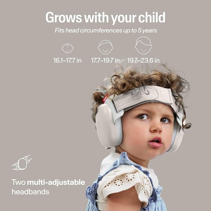 Alpine Muffy Baby Comfort - Protects Hearing for Babies and Toddlers - CE & ANSI Certified - Headband for Safe fit & Comfort - Adjustable for Ages 3-48 Months - 24dB Sound Reduction, Sand