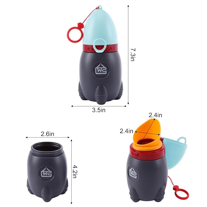 Portable Potty for Kids – Leak-Proof Rocket Travel Urinal for Boys & Girls, Lightweight Road Trip Essential for Car, Camping, Potty Training, Easy-Clean Reusable Pot(Quiet Blue)