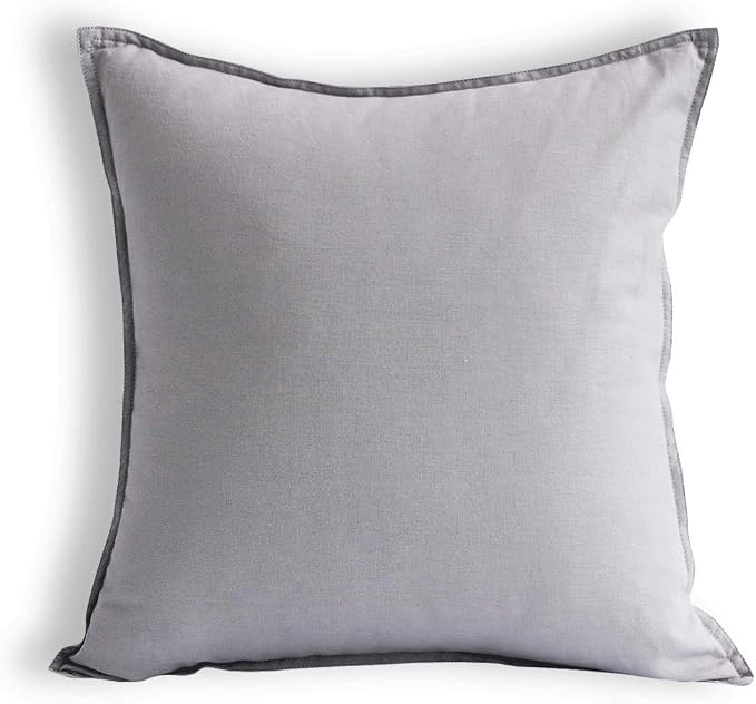 Jeanerlor Cotton Linen Soft Soild Decorative Square Throw Pillow Covers Set Cushion Case for Bar Coffee Shop Play Room24 x 24 Inch 60 x 60 Cm,Silver Grey