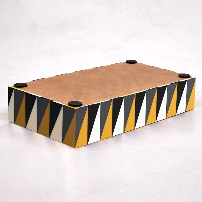 Handicrafts Home Decorative Storage Box with Lid, Decorative Remote Holder Box, Coffee Table Storage Box for Living Room, Console Table & Shelf Decor, Puzzle Guild 10 x 6 x 2.5 (Multicolor Box)
