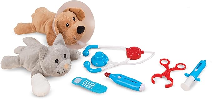 Melissa & Doug Examine and Treat Pet Vet Pretend Play Set with Plush Dog and Cat (24 Pcs) Kids Veterinary Play Set, Veterinarian Kit for Kids, STEAM Toy, Pretend Doctor for Ages 3+