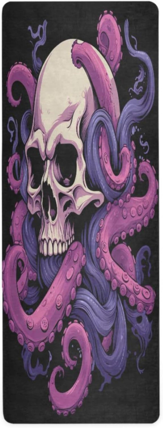 Skull Yoga Mat for Women Men 71" x 26" Non Slip Exercise & Fitness Mat 1mm Thick Workout Mat for Yoga, Pilates, Come with Storage Bag