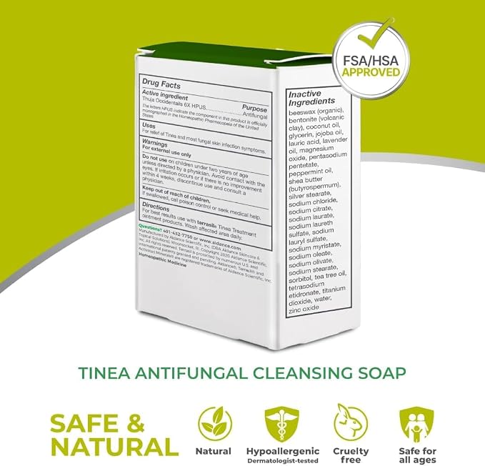 terrasil Tinea Versicolor Treatment Cream + Tinea Soap 2-Product Kit Made in the USA, Clinically Proven 1% Clotrimazole. Antifungal Treats Most Ringworm & Fungal Infections. (.5oz Tube + 75g soap)