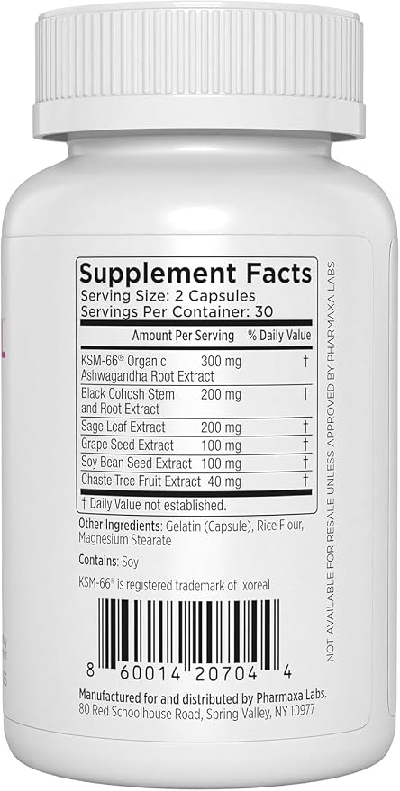 Menopausal Strength Symptom Relief Helps to Combats Menopause, Hot Flashes, Night Sweats and Mood Swings to Promote Restful Sleep and Energy Boost - 60 Capsules (Pack of 2)