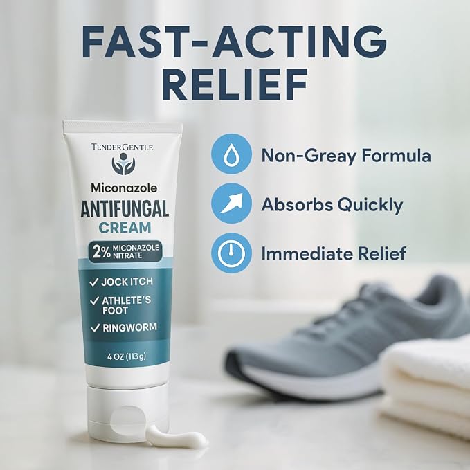 Miconazole Antifungal Cream for Skin - 4 oz Tube, Case of 24 - Miconazole Nitrate for Jock Itch, Athlete's Foot, Itching, and Ringworm
