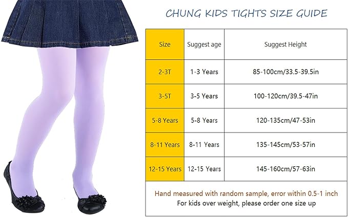 CHUNG Girls Footed Tights Light Weight Stretchy 60D Multi Candy Color Stage Play Costumes 2-12Y