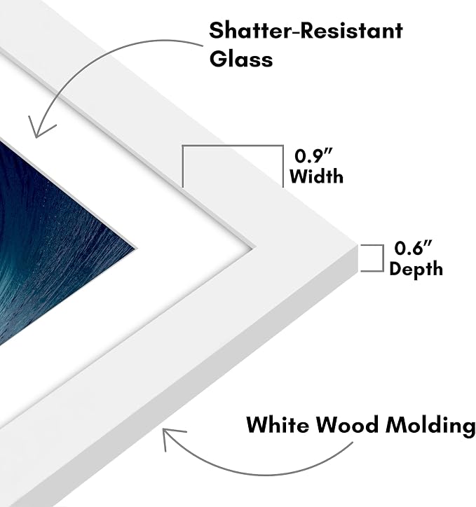 Americanflat 10x10 Picture Frame - Matted to 8x8 - Engineered Wood - White | Shatter-resistant glass, sawtooth hangers included, fits photos, posters and art