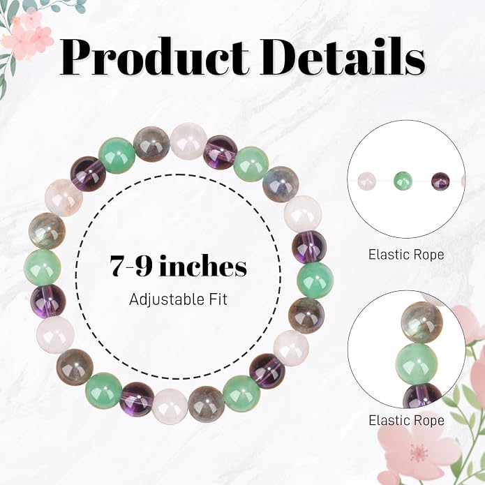 MAIBAOTA Healing Crystal Bracelet for Women Empath Protection & Safe Travel & Anxiety Relief Bracelet - New Beginnings Lucky Charms for Travel/New Job/Next Chapter