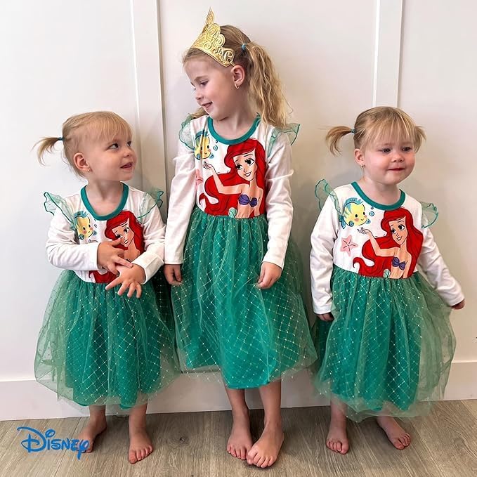 Disney Princess Frozen Minnie Mouse Dress Girls Sparkle Ruffle Tulle Tutu Birthday Party Fall Outfits Clothes Baby to Toddler