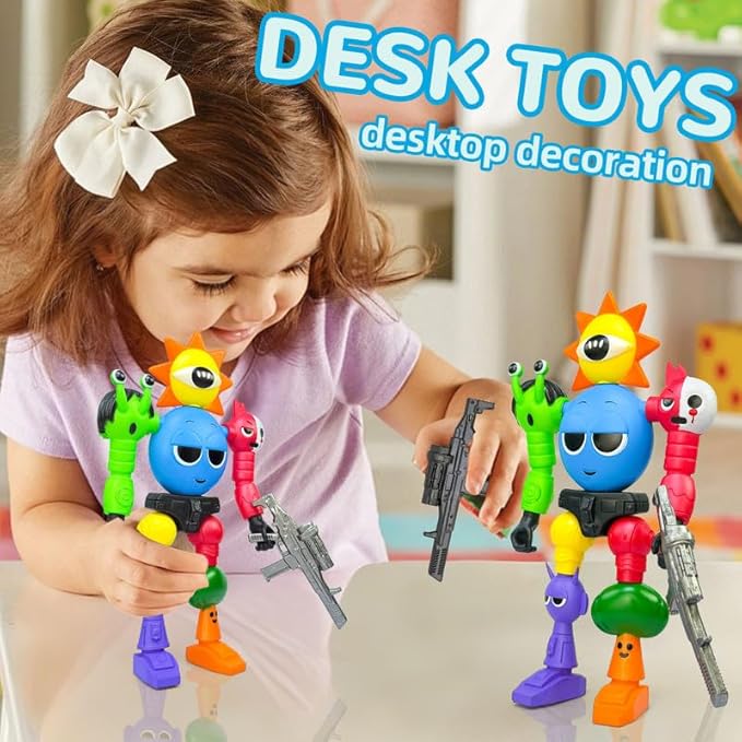 7 Inch Spunky Action Figure - Sprunky Toys Poseable & Detachable Joints Robot, Vibrant Surrealist Collectible for Sprunky Birthday Decorations, Desk Toys & Spunky Gifts (Color-D)