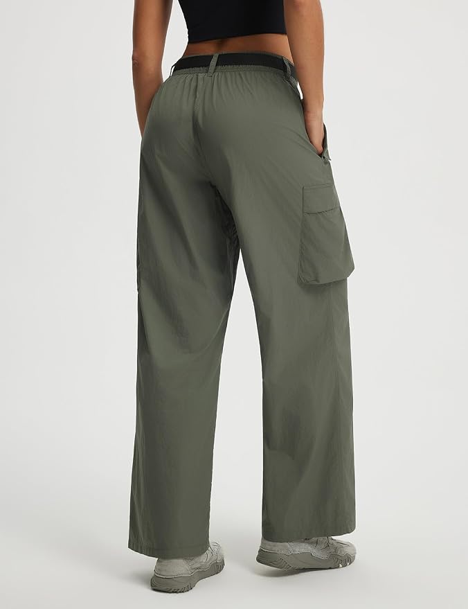 baleaf Women's Lightweight Hiking Pants Quick Dry Wide Leg Outdoor Pants for Women Travel Cargo Pants with Pockets