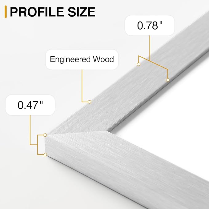 Vittanly 8x10 Picture Frames Set of 9 for Wall or Tabletop Display, Silver | Display Pictures 5x7 with Mat or 8x10 without Mat, Small Photo Frames, Engineered Wood with Shatter Resistant Plexiglass