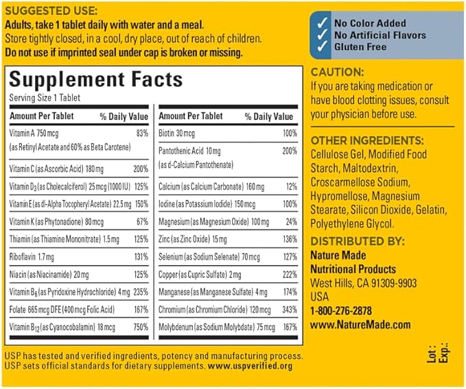 Nature Made Multivitamin for Him, Mens Multivitamins with No Iron, Daily Nutritional Support, Nature Made Multi Mens Vitamins & Minerals, 300 Tablets, 300 Day Supply