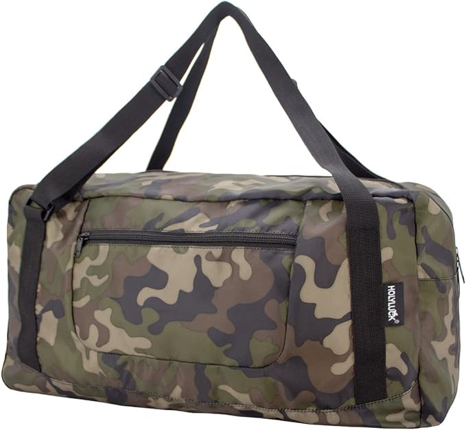 HOLYLUCK Foldable Travel Duffel Bag For Women & Men Luggage Great for Gym (jungle camo)