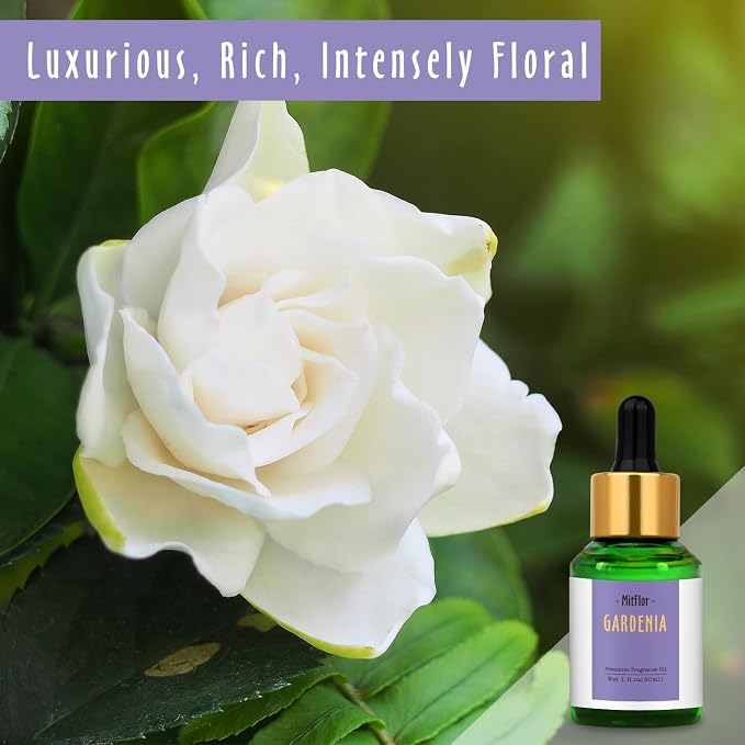 Gardenia Fragrance Oil, MitFlor 30ml Floral Essential Oils for Diffuser, Soap & Candle Making, Premium Aromatherapy Diffuser Oil, Floral Scents for Home Fragrance