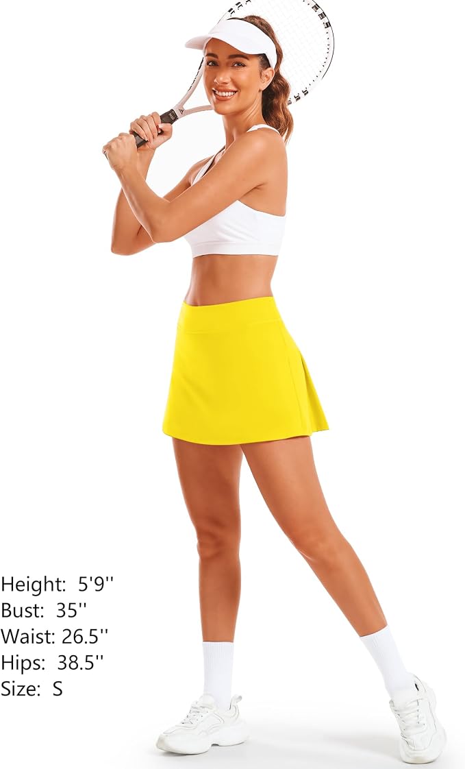 Stelle Women Tennis Skirt High Waisted Athletic Golf Skorts with Pockets | Tummy Control, Built-In Shorts, Deep Pockets, Pleated, Breathable, Lightweight, Tennis, Golf, Pickleball, Running, Workout