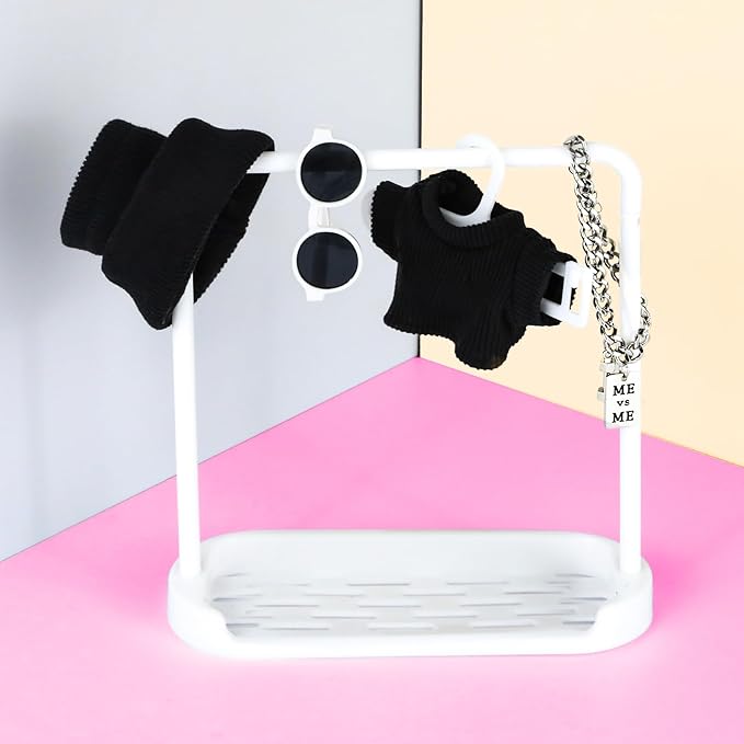 Doll Clothes 15cm Black Outfits for Dolls Cool Black Clothes Set Sweater Headband Glasses and Necklace Stylish Clothes Accessories (Style 8)