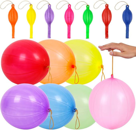 rubfac 25Pcs Punch Balloons, Party Favors for Kids, Thickened Heavy Duty Neon Punching Bouncy Balloon for Birthday Goodie Bag Stuffers Exciting Outdoor Play Supply