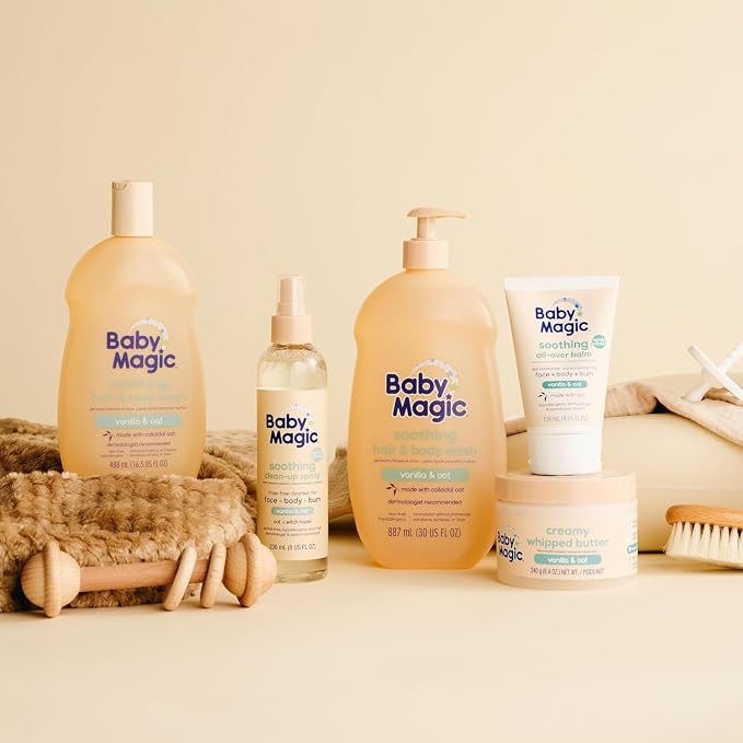 Baby Magic Soothing Hair & Body Wash, Vanilla & Oat, Soothes and Cleanses, Specially Formulated for Baby's Delicate Skin, Tear Free, Hypoallergenic, Dermatologist Recommended, 16.5 Fl Oz