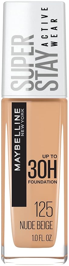 Maybelline Super Stay Full Coverage Liquid Foundation Active Wear Makeup, Up to 30Hr Wear, Transfer, Sweat & Water Resistant, Matte Finish, Nude Beige, 1 Count