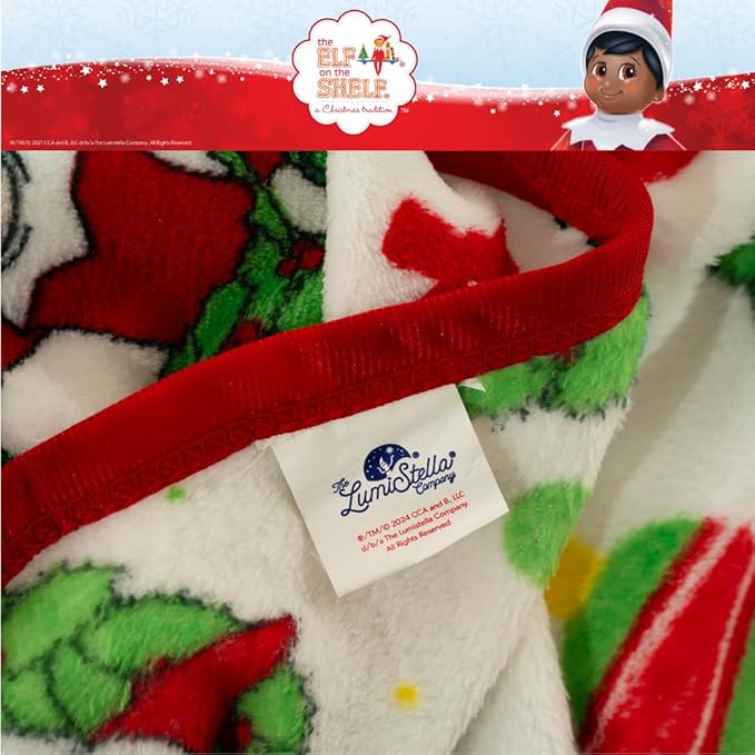 Elf On The Shelf Holiday Christmas Bedding Super Soft Silk Touch Throw, 40 in x 50 in, (Officially Licensed Product) by Franco
