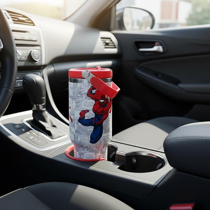 Bioworld Spider-Man Web Swinging Poses White 40 Oz Stainless Steel Water Bottle