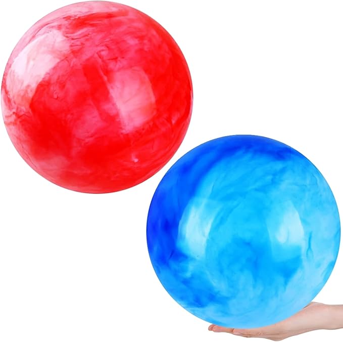 2 Pcs Marbleized Bouncy Balls for Kids Large-Sized Ball Inflatable Rubber Playground Sensory Balls for Beach Pets Indoor Outdoor Kickball Water Balls
