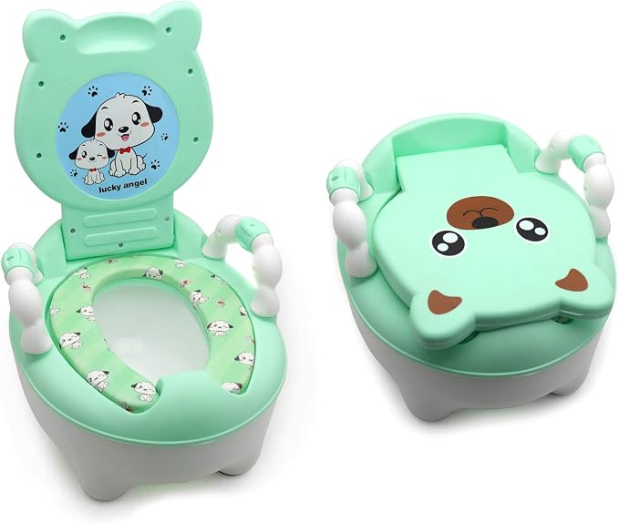 HongK- Portable Bear Grean Kids Baby Potty Training Seat Toddler Portable Lovely Toilet Seat Stool Chair [P/N: ET-BABY003-GREEN]