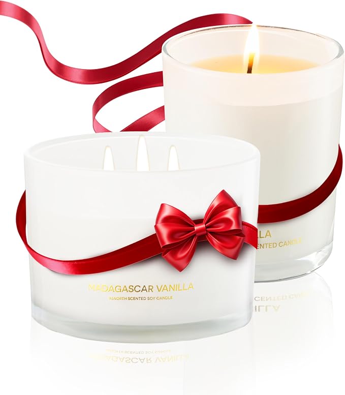 96NORTH Luxury and Pure Vanilla Candles | 3 Wick and 1 Wick Jar Candles | Relaxing Aromatherapy Aesthetic Candle