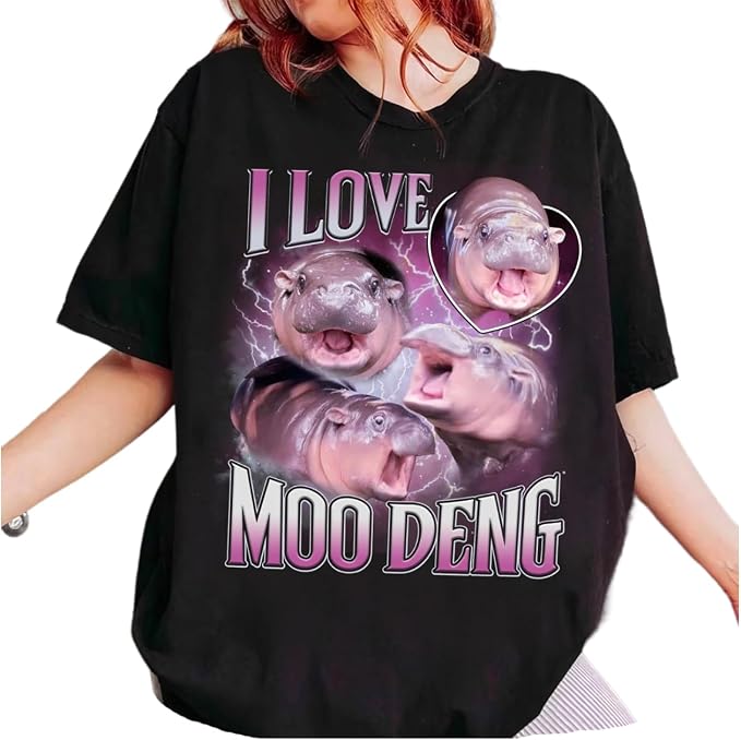 YOUNG GREEN Moo Deng Cute Sweatshirt Moo Deng Bouncy Pig T-Shirt The Cute Baby Hippo Sweatshirt Gift For Womens