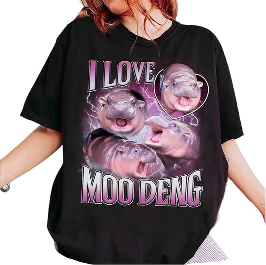 YOUNG GREEN Moo Deng Cute Sweatshirt Moo Deng Bouncy Pig T-Shirt The Cute Baby Hippo Sweatshirt Gift For Womens