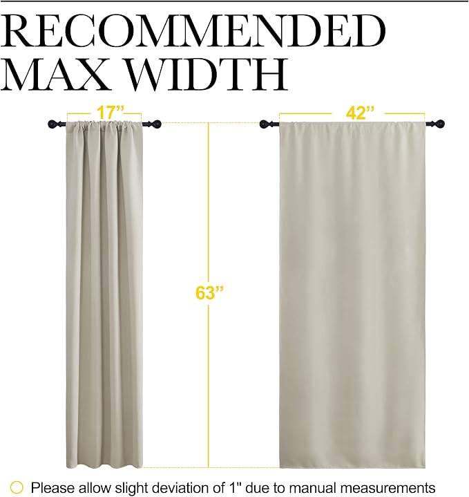 NICETOWN Blackout Curtains for Living Room, Darkening Window Curtain Panels, Easy-Care Solid Thermal Insulated Draperies/Drapes for Daughter Room (Natural, 2 Panels, 42 by 63)