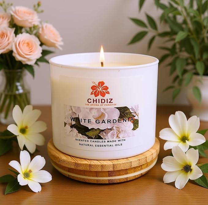 White Gardenia Soy Scented Candles | Large 1 Wick Jar Candle | Up to 45 Hours Burning Time | Relaxing Aromatherapy Candles | Housewarming Gift for Women and Men (Medium, White Gardenia)
