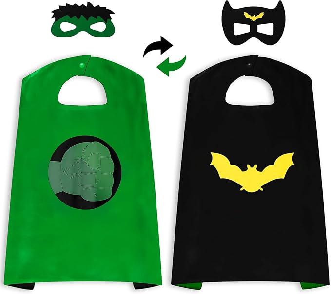 InPoTo Superhero Capes for Kids,Hero Capes and Masks Fit for 4-12years old boy and girls Dress up and Holiday Costumes.