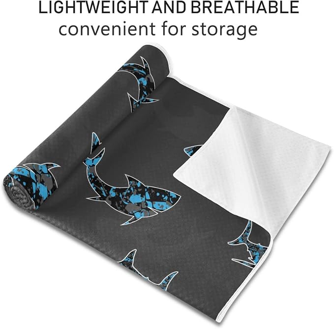 Animal Shark Yoga Mat Towel Non Slip Soft Sweat Absorbent Hot Yoga Mat Towel, for Hot Yoga, Pilates and Workout-73 x 27 Inch