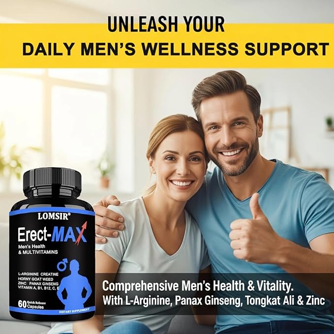 Testosterone + MULTIVITAMIN – Nitric Oxide Supplement with Horny Goat Weed & Maca Root - Energy Support - 60 Capsules
