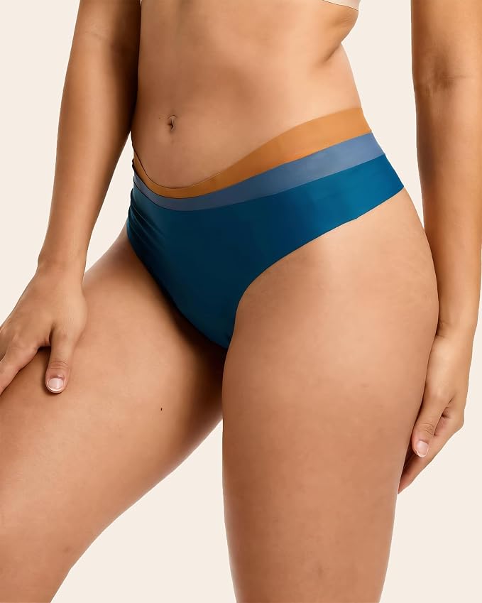 Seamless Thong Period Underwear for Women Teens Light Flow Moisture Wicking Side Leak Prevention Panties 3 Pack