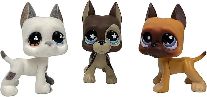 3pcs/Set Custom Flocked Pet Shop Toys Short Hair Cat Kitten Collie Great Dane Cocker Spaniel Dachshund Puppy Dog OOAK Compatible with LPS (#577 and 817 and 244)