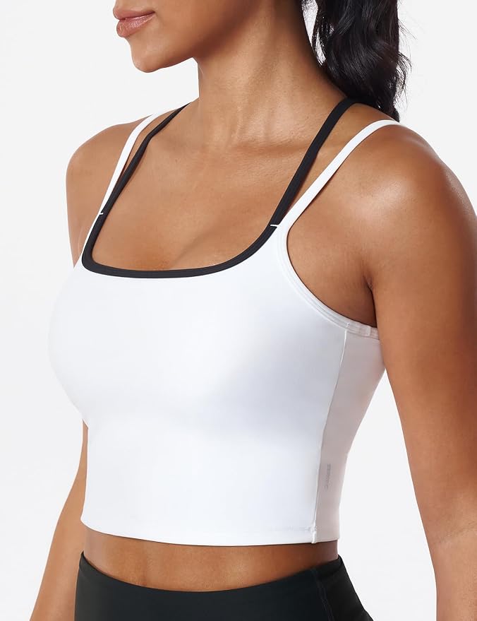 K-Swiss Tank Tops for Women - Color Block Double Lined with Built in Bra Yoga Running Gym