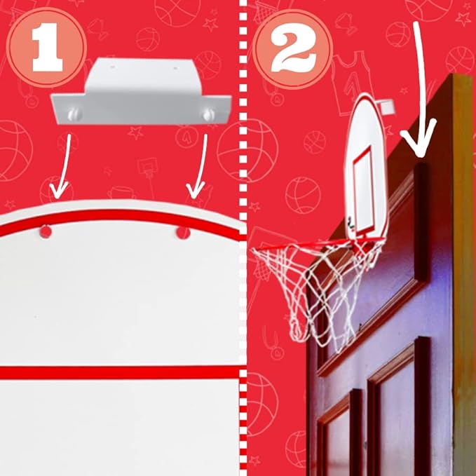Majestic Hoops Mini Basketball Hoop - Indoor Basketball Hoop - Durable Plastic Basketball Hoop for Kids and Adults - No Assembling - Premium Basketball Game with Ball and Pump