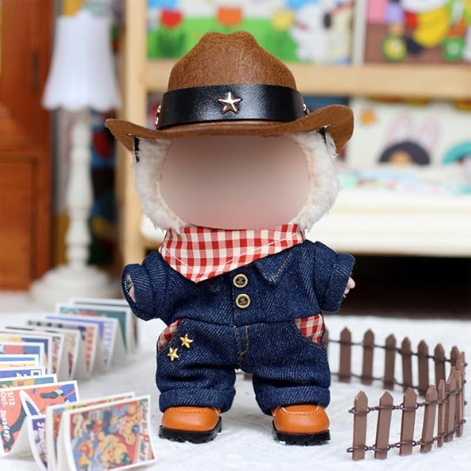 Clothes for Labooboo 17cm Dolls - Cowboy Set for 6.7 inch Doll , Premium Stylish Outfit with Accessories for Play & Display(No Doll