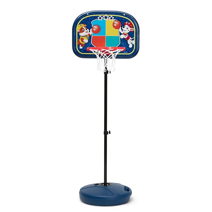 Delta Children - PAW Patrol Kids Basketball Hoop Set, Height Adjustable Toddler Basketball Goal with Stand, Indoor Outdoor Sports Toy, Includes Ball and Pump, Blue