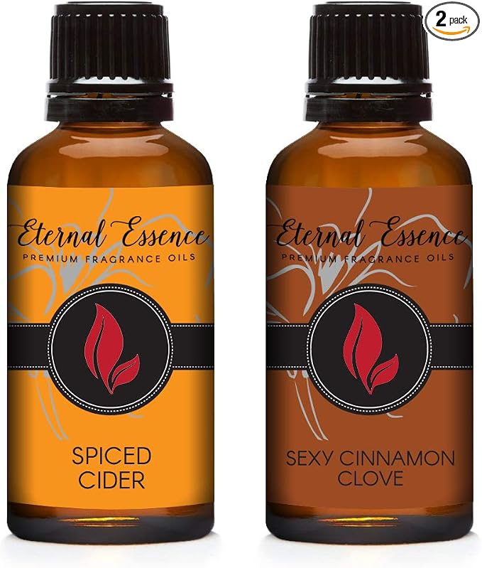 Eternal Essence Oils 2 Pack 30ml Premium Fragrance Oil - Spiced Cider & Sexy Cinnamon Clove - for Candle, Soap Making, Aromatherapy, Diffusers, Home Care, & Humidifiers