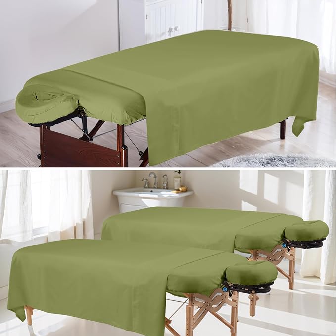 4 Sets Premium Microfiber Massage Table Sheets Set 3 Piece Set Includes Massage Table Cover Fitted Sheet and Fitted Face Rest Cover, Green