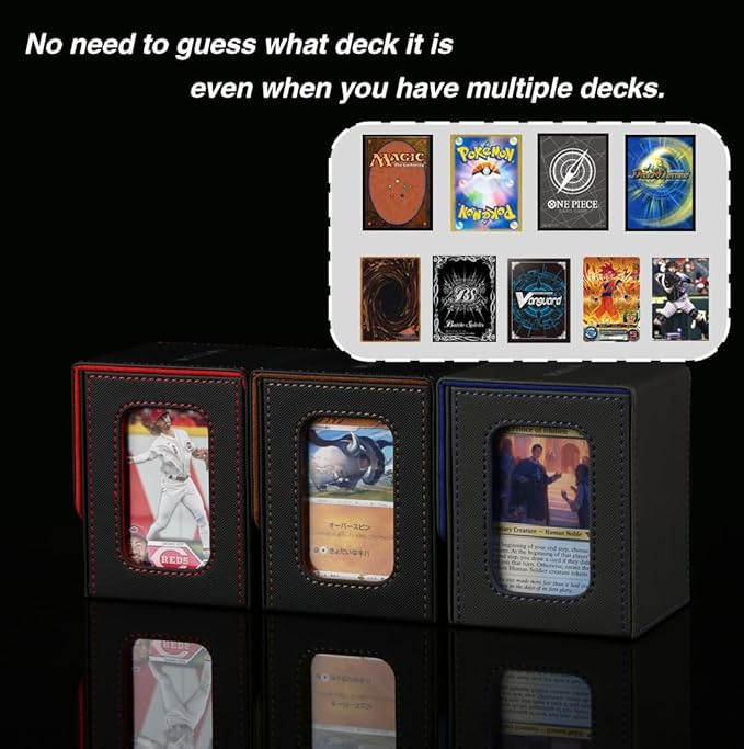 Venssu MTG Deck Box for Commander Display,Card Deck Box Fits 100 Double Sleeved Cards,TCG with 2 Dividers and 1 Toploader (Black＆Green)
